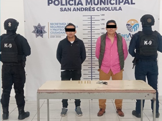 San Andrés Cholula, Policía Municipal, detenidos, robo de vehículo, robo a negocio