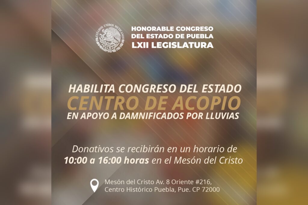 Congreso del Estado, voluntariado, centro de acopio, lluvias, Guerrero, Oaxaca