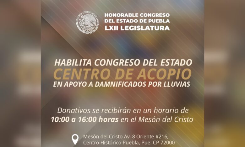 Congreso del Estado, voluntariado, centro de acopio, lluvias, Guerrero, Oaxaca