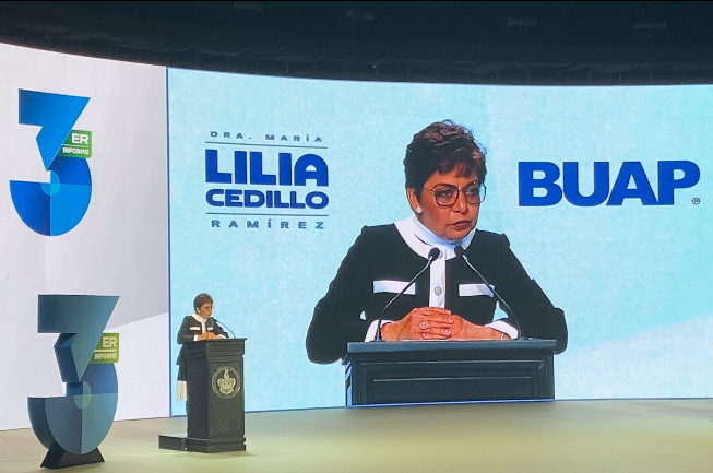 Lilia Cedillo, BUAP, tercer informe, reelección, CU2