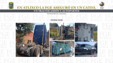 cateo, FGE, Atlixco, tractocamión robado, autopartes