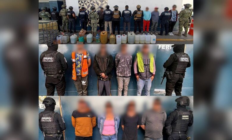 detenidos, Santa Rita Tlahuapan, huachicol, armas, droga, detenidos