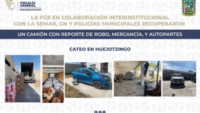 cateo, Fiscalía, robo de vehículo, mercancía robada, autopartes, Huejotzingo