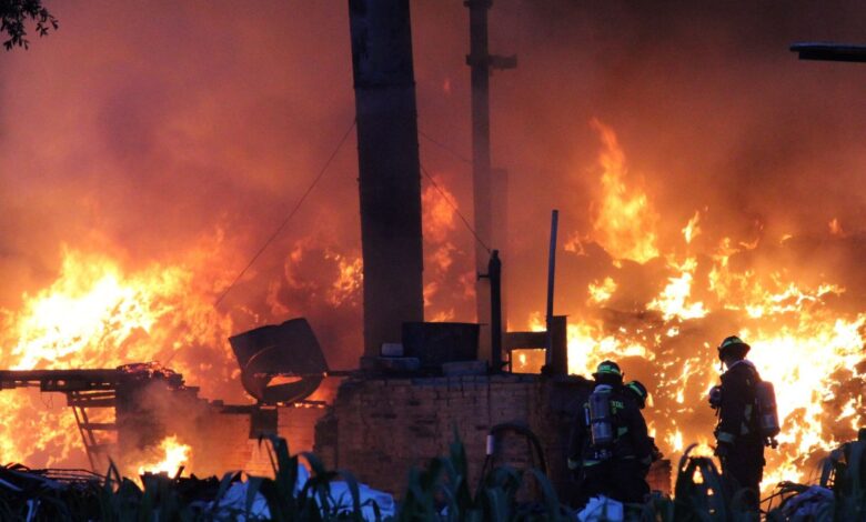 incendio, recicladora, San Miguel Canoa, Bomberos