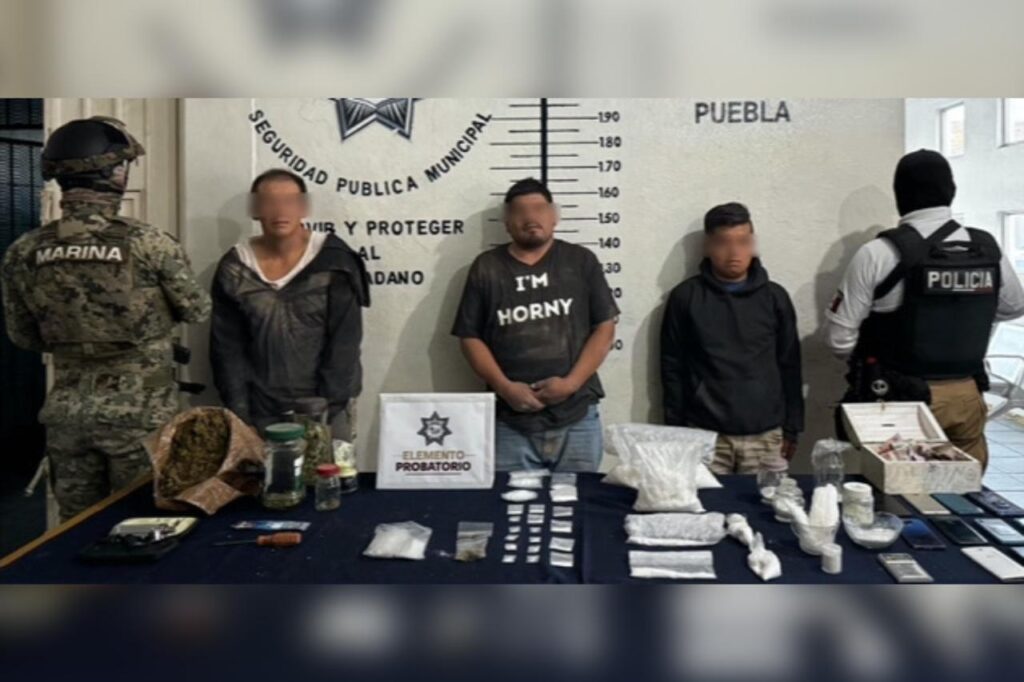 detenidos, Semar, San Pedro Cholula, narcomenudistas, marihuana, metanfetaminas, FGR