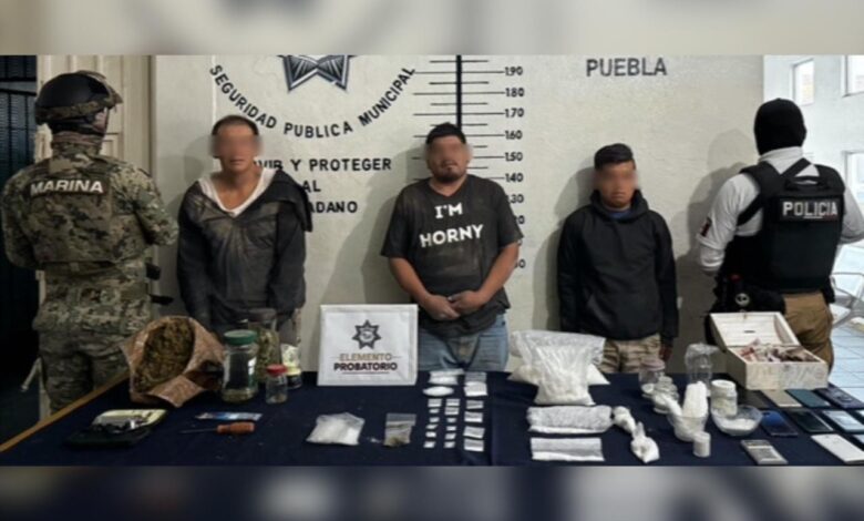 detenidos, Semar, San Pedro Cholula, narcomenudistas, marihuana, metanfetaminas, FGR