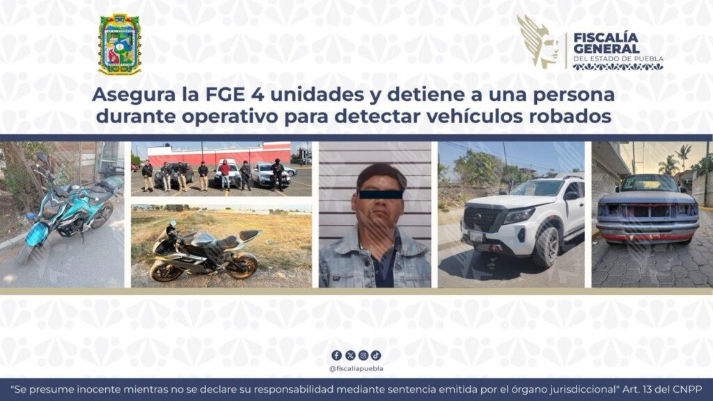 vehículos robados, operativo, FGE, SSC de Puebla, Guardia Nacional