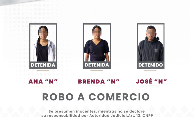 detenidos, SSC, Puebla, robo a comercio, Ex Hacienda La Noria
