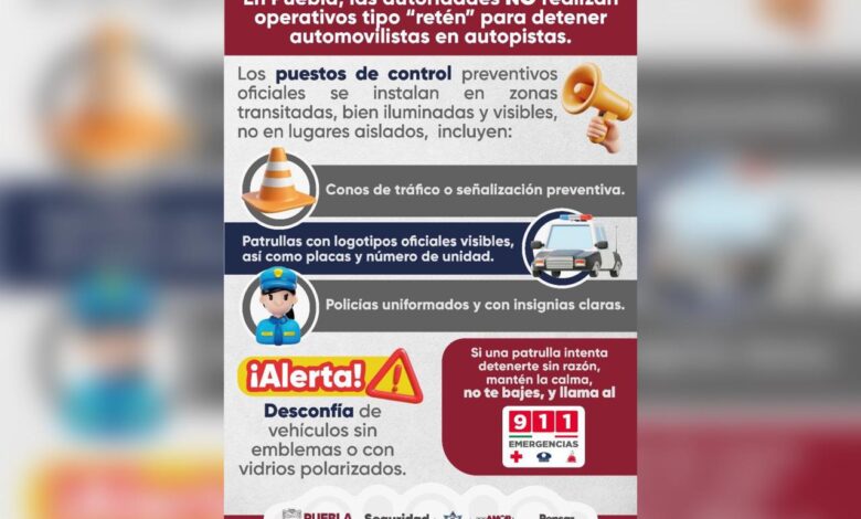 SSP, alerta, falsos retenes, operativos, autopistas