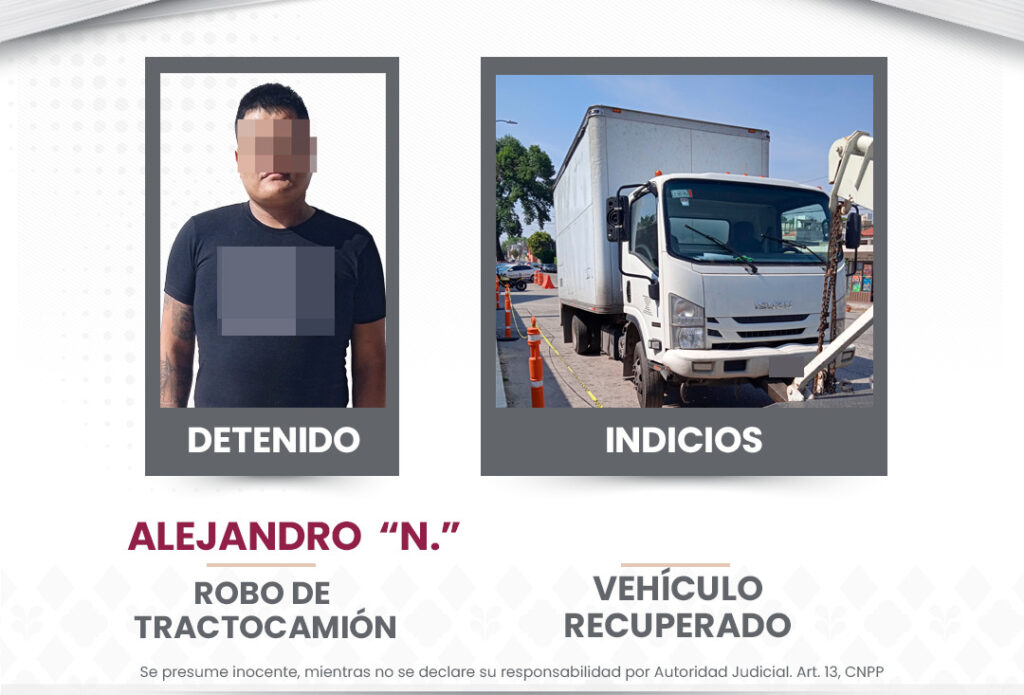 detenido, SSC, tráiler robado, Malintzi, antecedentes penales
