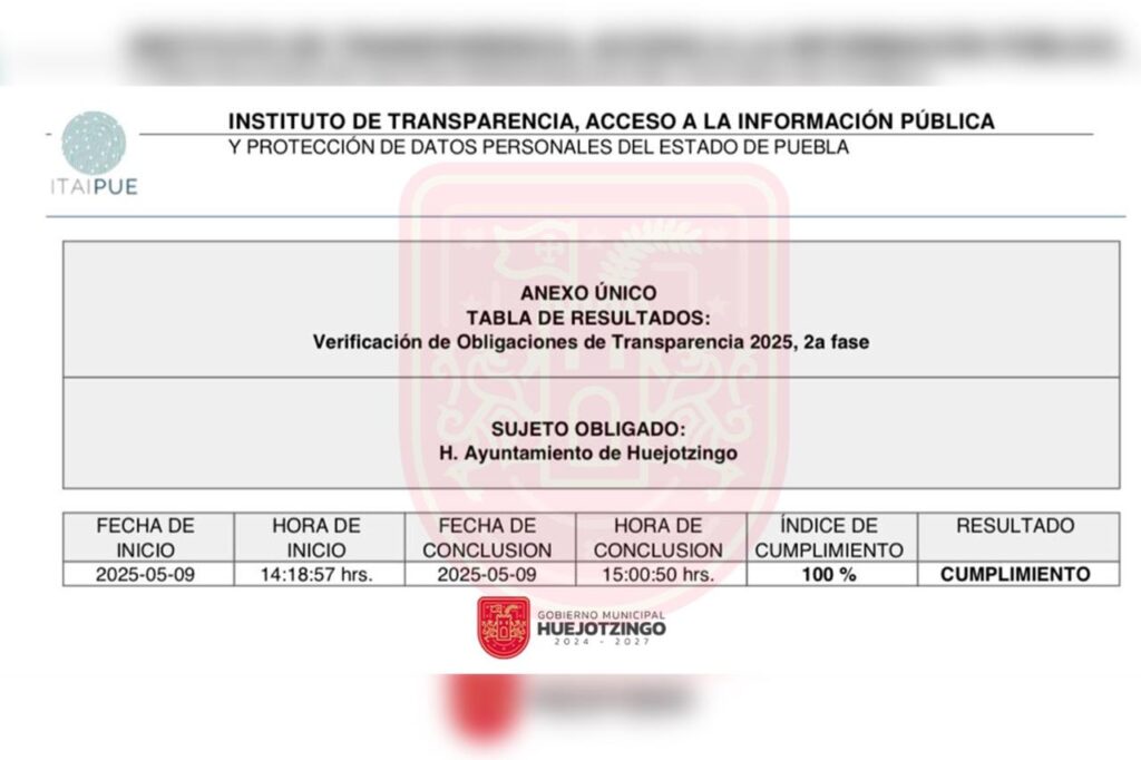 Gobierno de Huejotzingo, Roberto Solís, transparencia, ITAIPUE