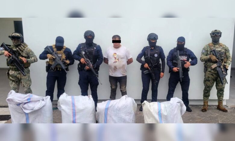 detenido, SSP, Marina, SSC, Periférico, Santa Clara La Venta, marihuana