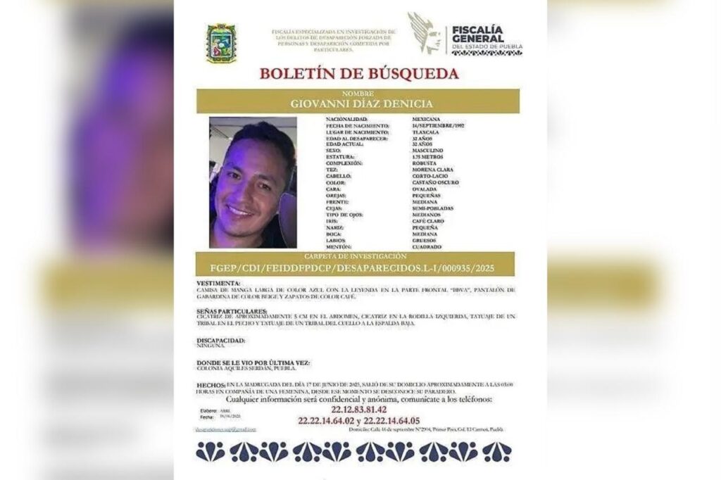 Giovanni Díaz Denicia, desaparecido, embolsado, Los Ángeles Tetela, FGE, investigaciones