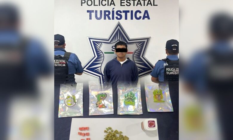 detenido, Policía Turística, droga, SSP