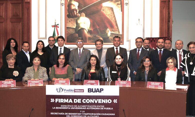 Gobierno de la Ciudad, BUAP, convenio, alfabetización