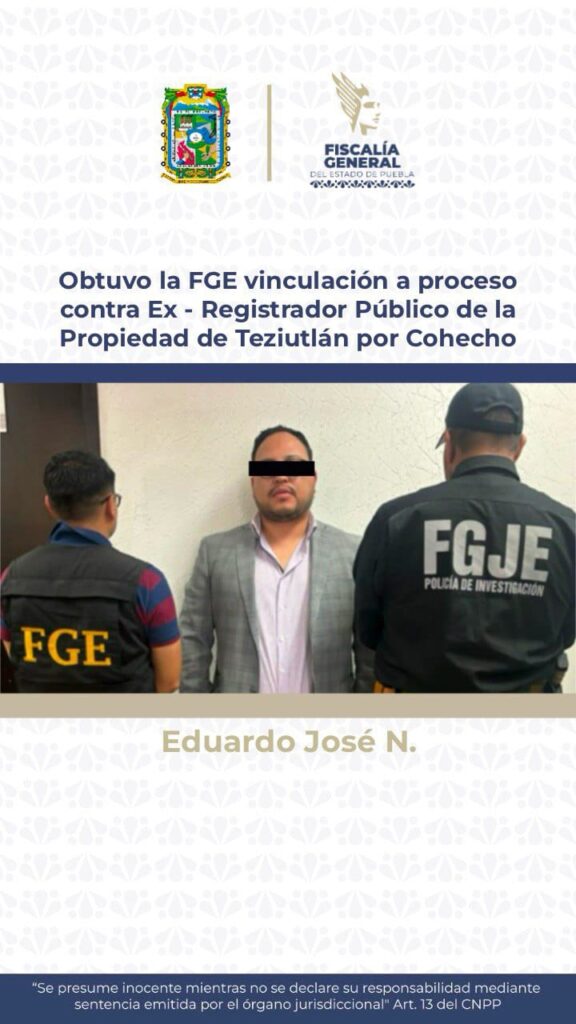 FGE, detenido, corrupción, cohecho, Registro Público de la Propiedad, Teziutlán