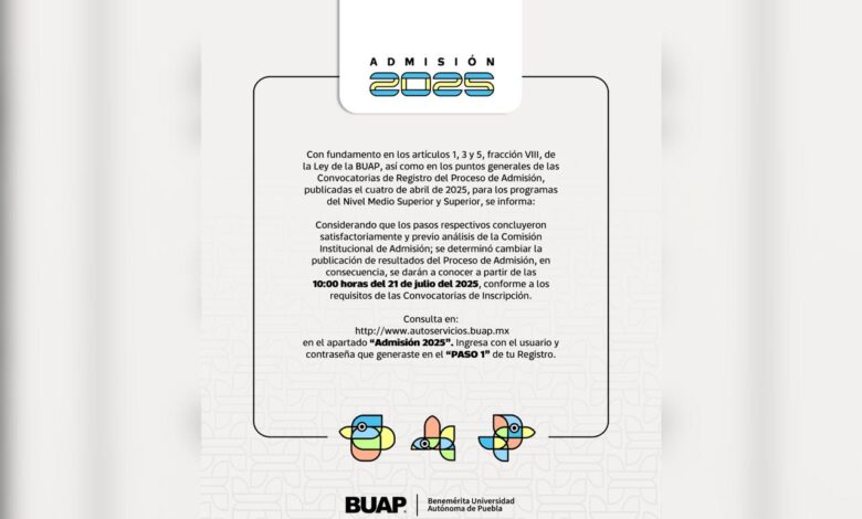 BUAP, Admisión 2025, resultados