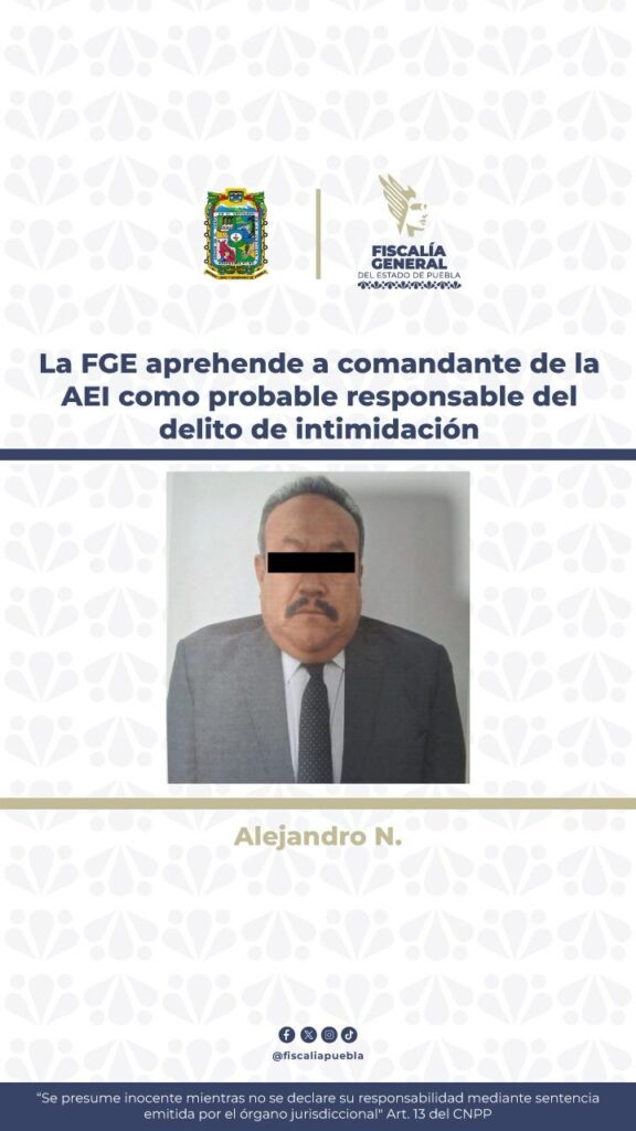 aprehensión, comandante, AEI, FGE, delito de intimidación