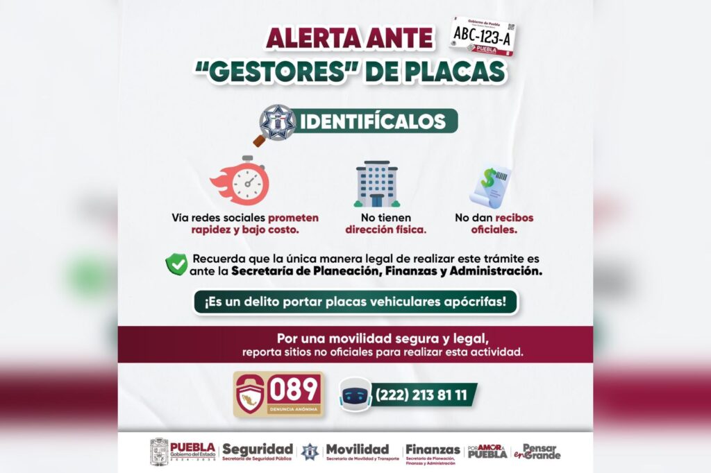 alerta, SSP, falsos gestores, placas de circulación, fraude