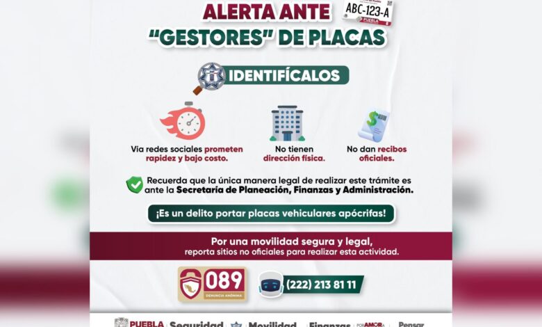 alerta, SSP, falsos gestores, placas de circulación, fraude