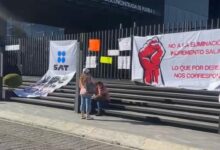 manifestación, trabajadores de confianza, SAT, movimiento nacional, incremento salarial