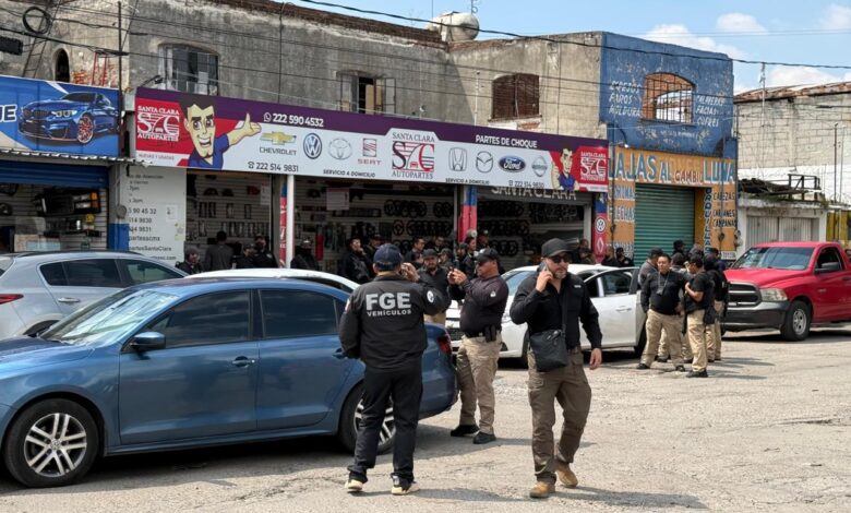 operativo, 46 Poniente, FGE, Robo de Vehículos, robo de autopartes, operativo, cateos