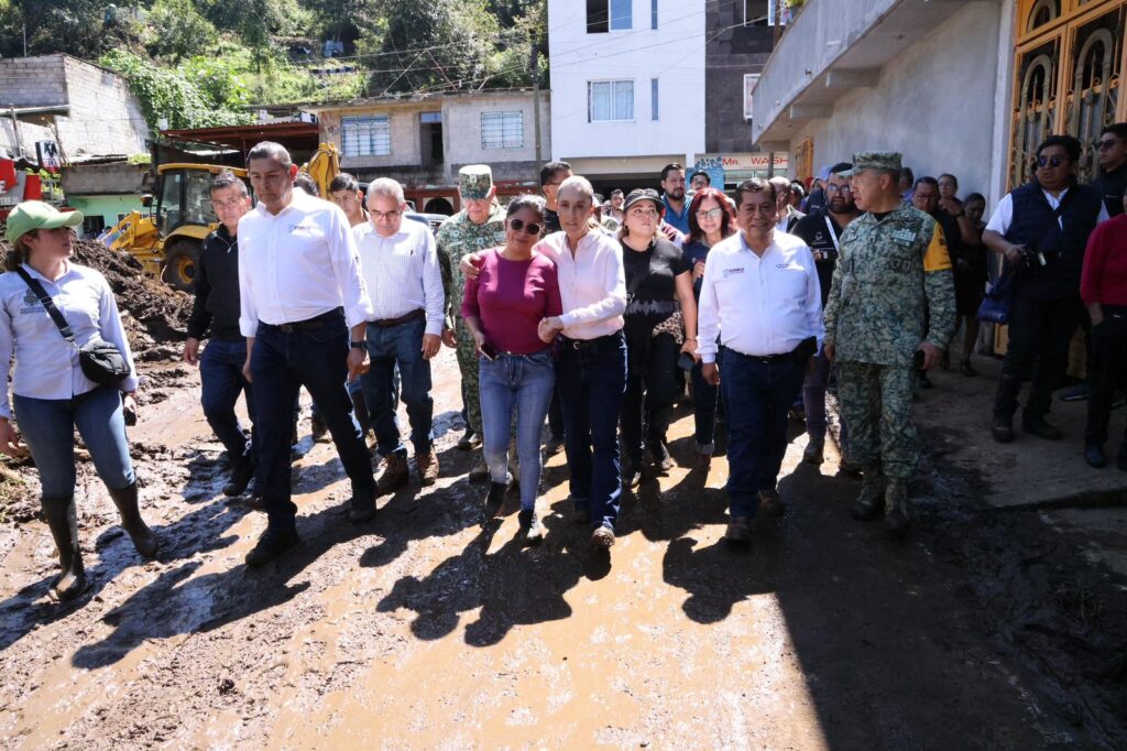Gobierno de Puebla, Alejandro Armenta, devastación, Sierra Norte, lluvias, Claudia Sheinbaum, solidaridad