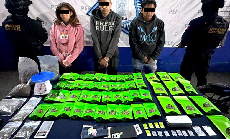 detenidos, narcomenudistas, SSP, Puebla capital, Guadalupe Hidalgo