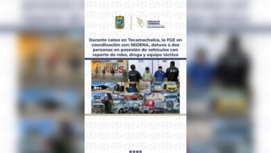 cateo, FGE, grúas, Tecamachalco, vehículos robados, droga, equipo táctico