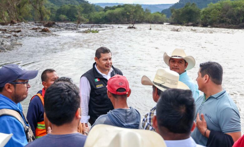 Gobierno de Puebla, Alejandro Armenta, Jopala, Chicontla, desbordamiento de río, Frente Frío número 16