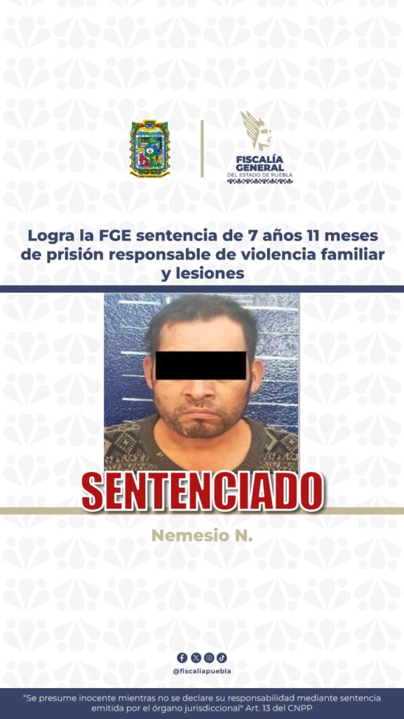 sentencia, violencia familiar, lesiones, FGE, Eloxochitlán