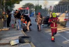 volcadura, DiDi, Calzada Zaragoza, Los Fuertes, paramédicos de Cruz Roja