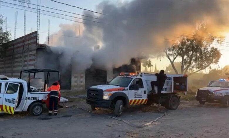 incendio, Xoxtla, Coronango, robo de material, PC, Bomberos