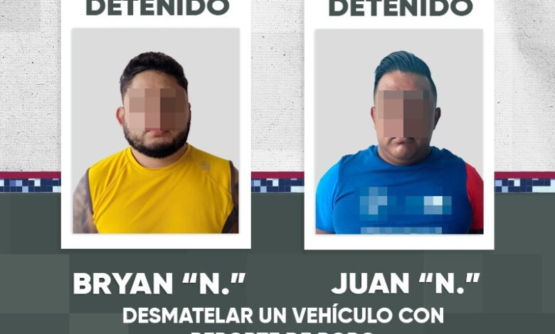 detenidos, desmantelamiento, SSC, vehículo robado, La Loma