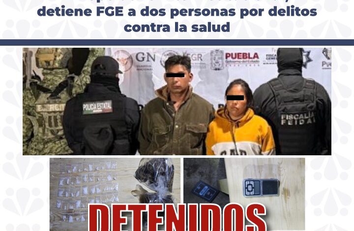 cateo, FGE, Prados El León, Atlixco, detenidos, drogas, narcomenudeo