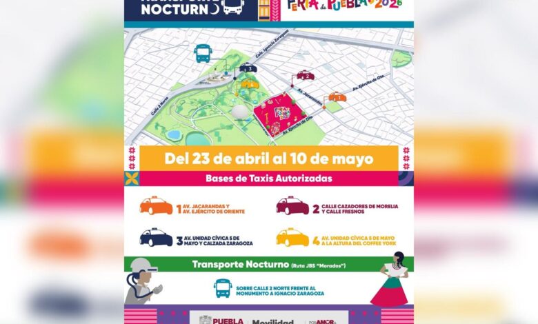 transporte público, Feria de Puebla 2026