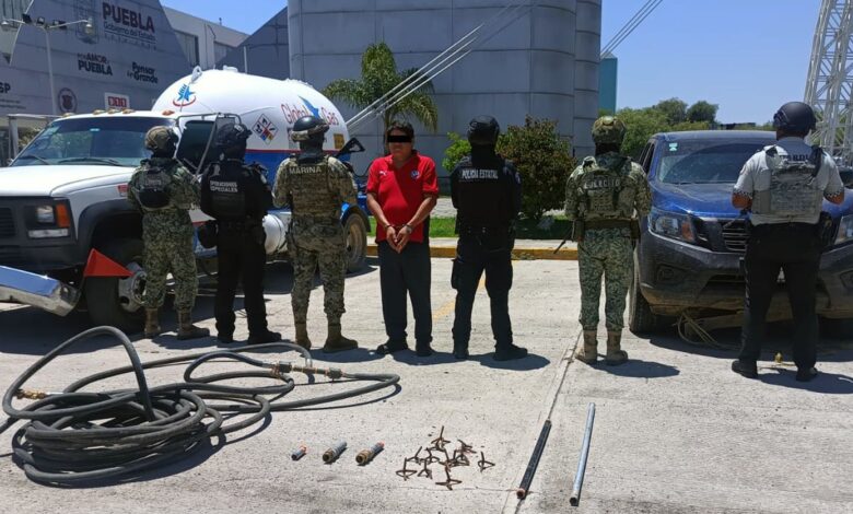 detenido, SSP, Marina, Tlalancaleca, combustible robado, huachicol, huachigasero