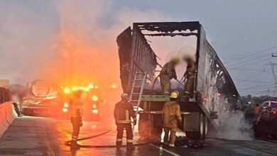 incendio, tractocamión, Puebla-Orizaba, Acatzingo, Capufe, Guardia Nacional, calcinado