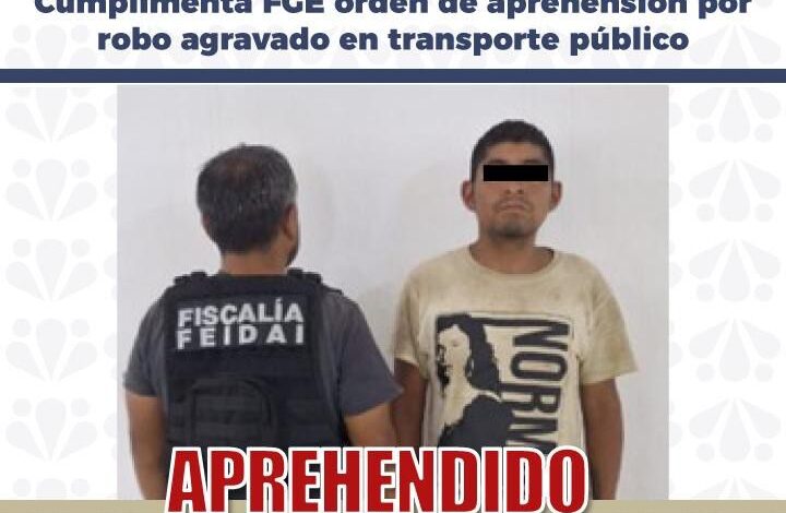 FGE, aprehensión, detenido, robo a transporte público