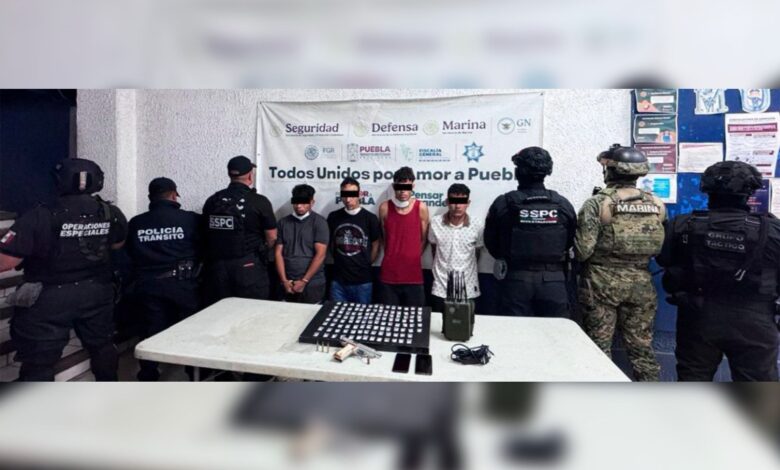 asaltantes, detenidos, Coronango, robo a transporte de carga, SSP, Marina