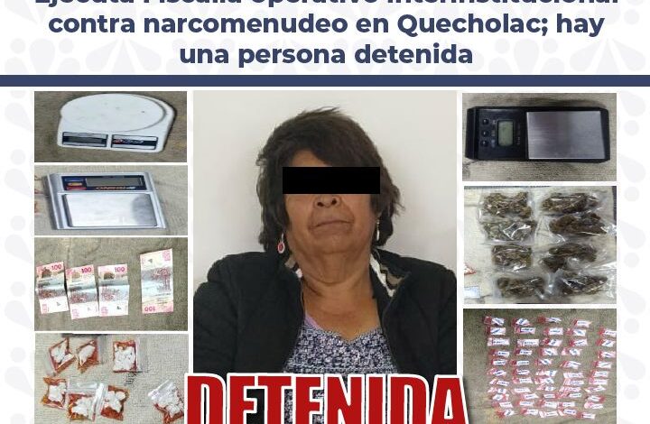 cateo, FGE, venta de droga, narcomenudeo, Quecholac, detenida