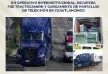 FGE, operativo, tractocamión, pantallas, electrodomésticos, Sanctórum, Cuautlancingo