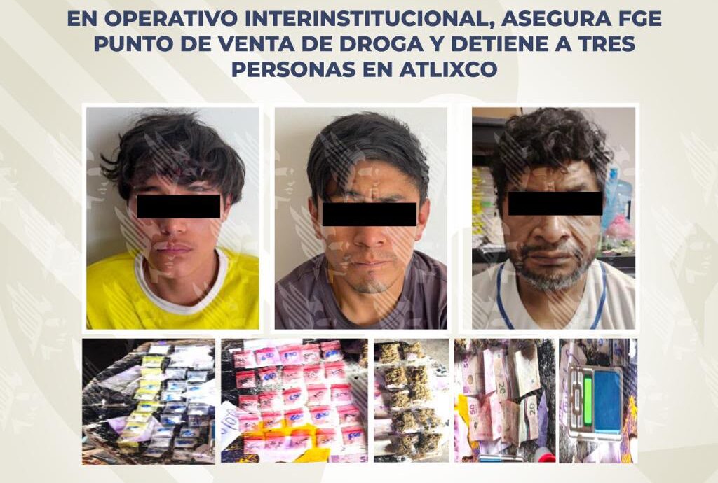 cateo, FGE Puebla, Atlixco, narcomenudeo, detenidos